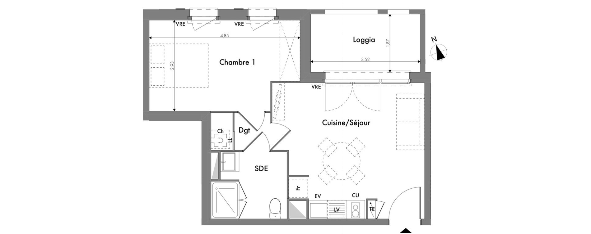 Appartement T2 de 40,18 m2 &agrave; Toulouse Minimes