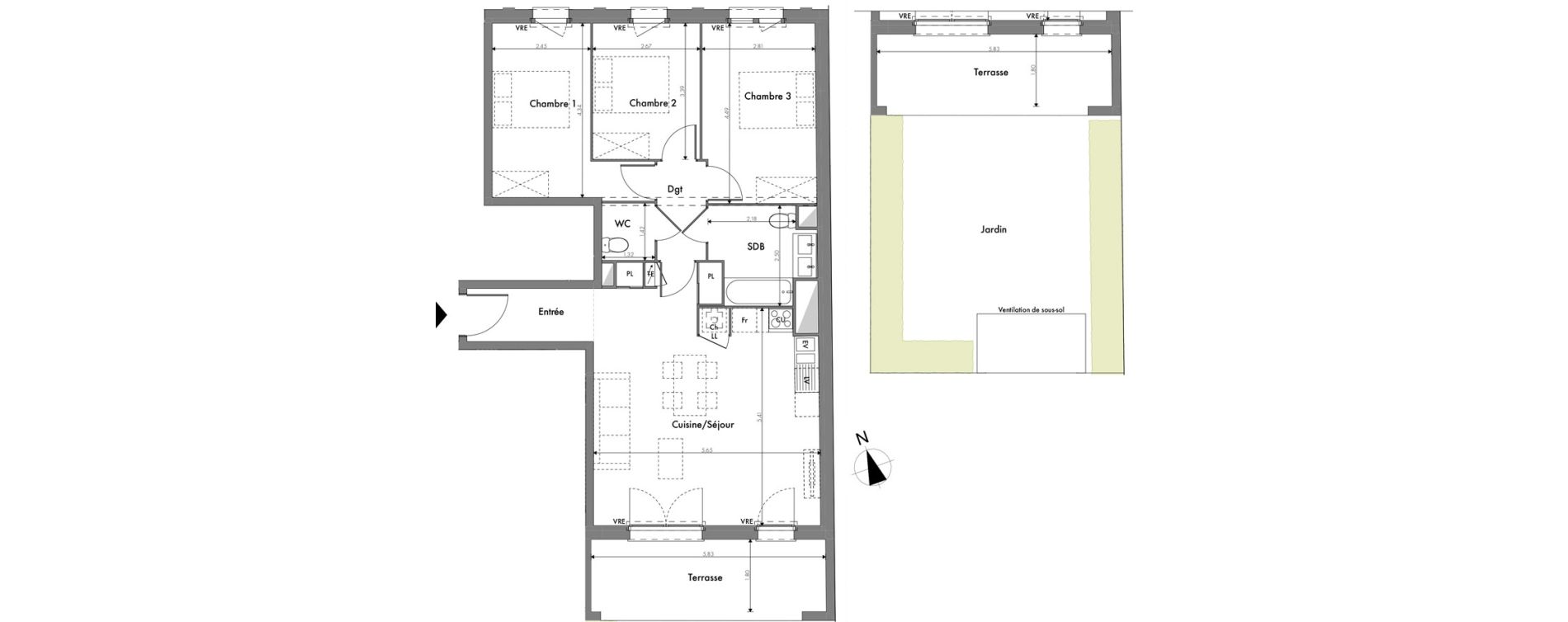 Appartement T4 de 81,30 m2 &agrave; Toulouse Minimes