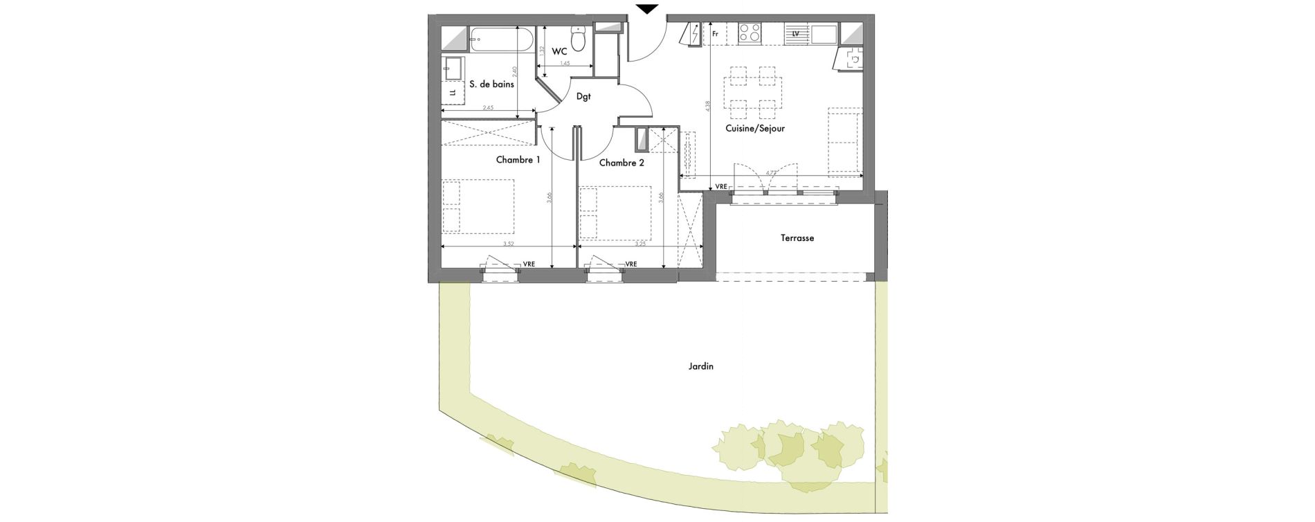 Appartement T3 de 58,86 m2 &agrave; Toulouse Minimes