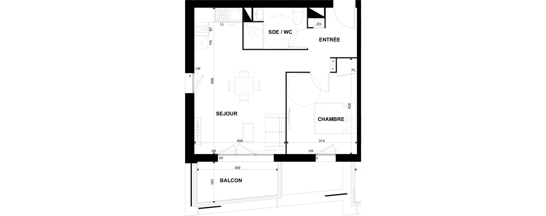 Appartement T2 de 46,10 m2 &agrave; Toulouse Casselardit