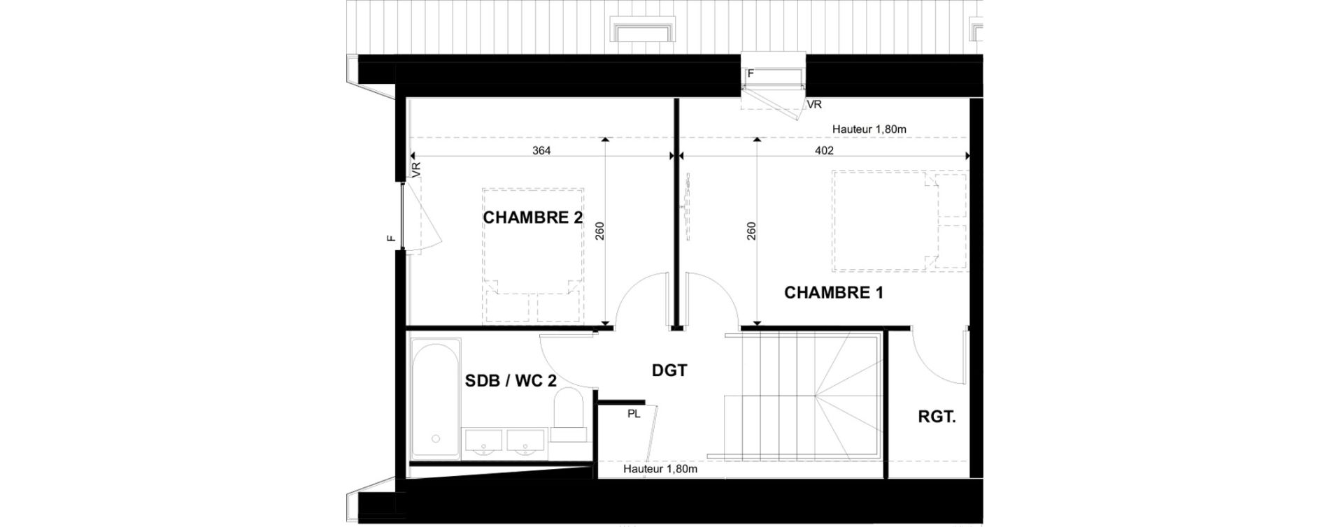 Duplex T3 de 63,28 m2 &agrave; Toulouse Casselardit