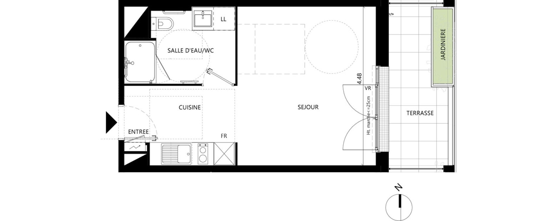 Appartement T1 de 30,13 m2 &agrave; Toulouse Les izards