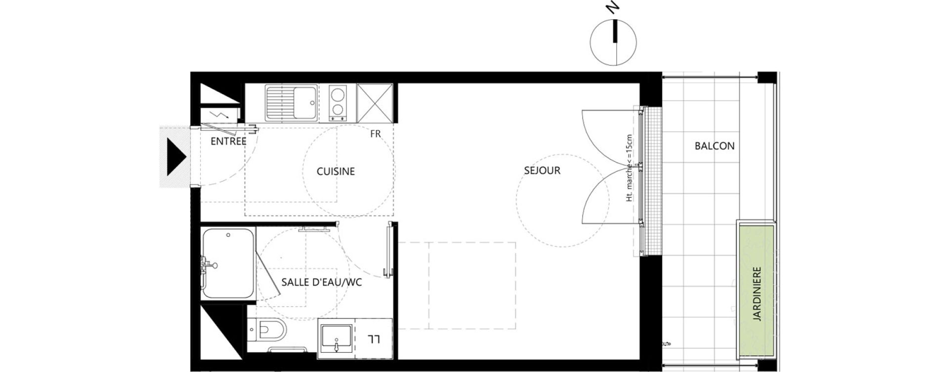 Appartement T1 de 30,01 m2 &agrave; Toulouse Les izards