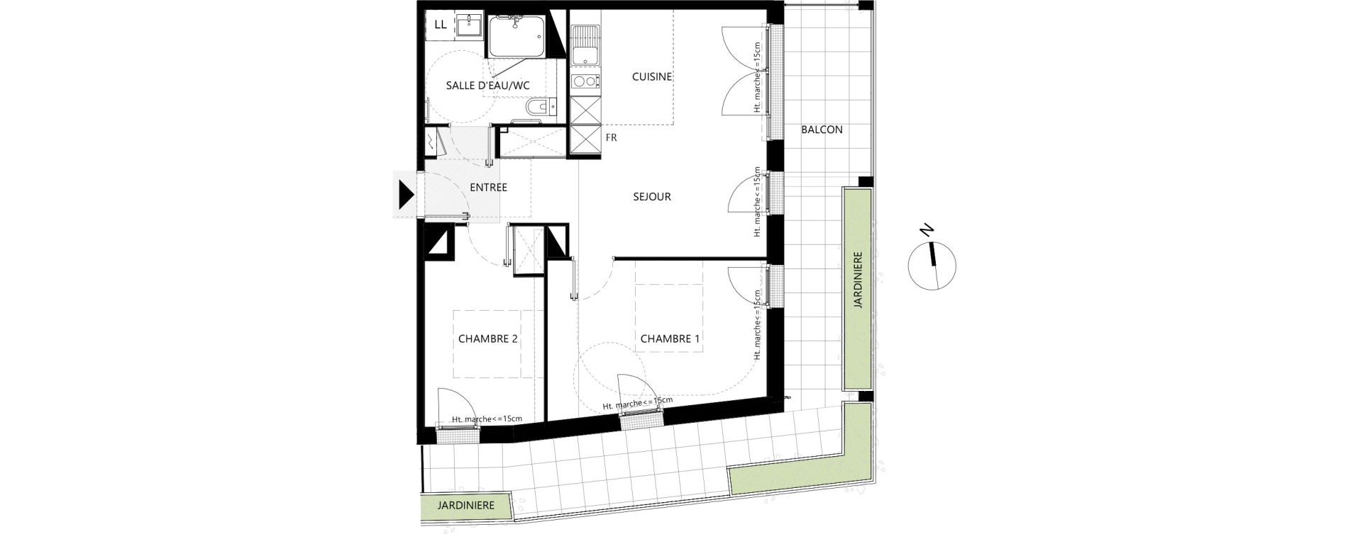 Appartement T3 de 56,75 m2 &agrave; Toulouse Les izards
