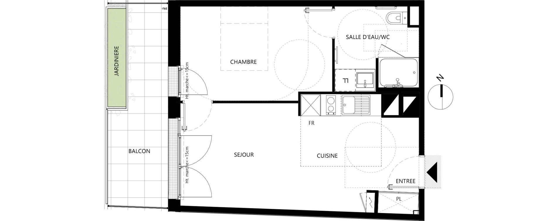 Appartement T2 de 40,82 m2 &agrave; Toulouse Les izards