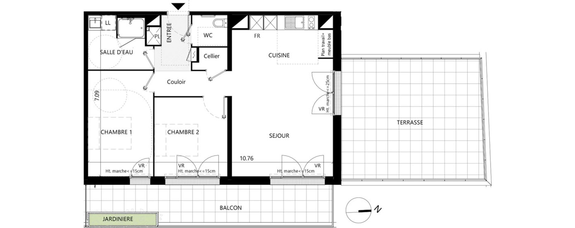 Appartement T3 de 72,52 m2 &agrave; Toulouse Les izards