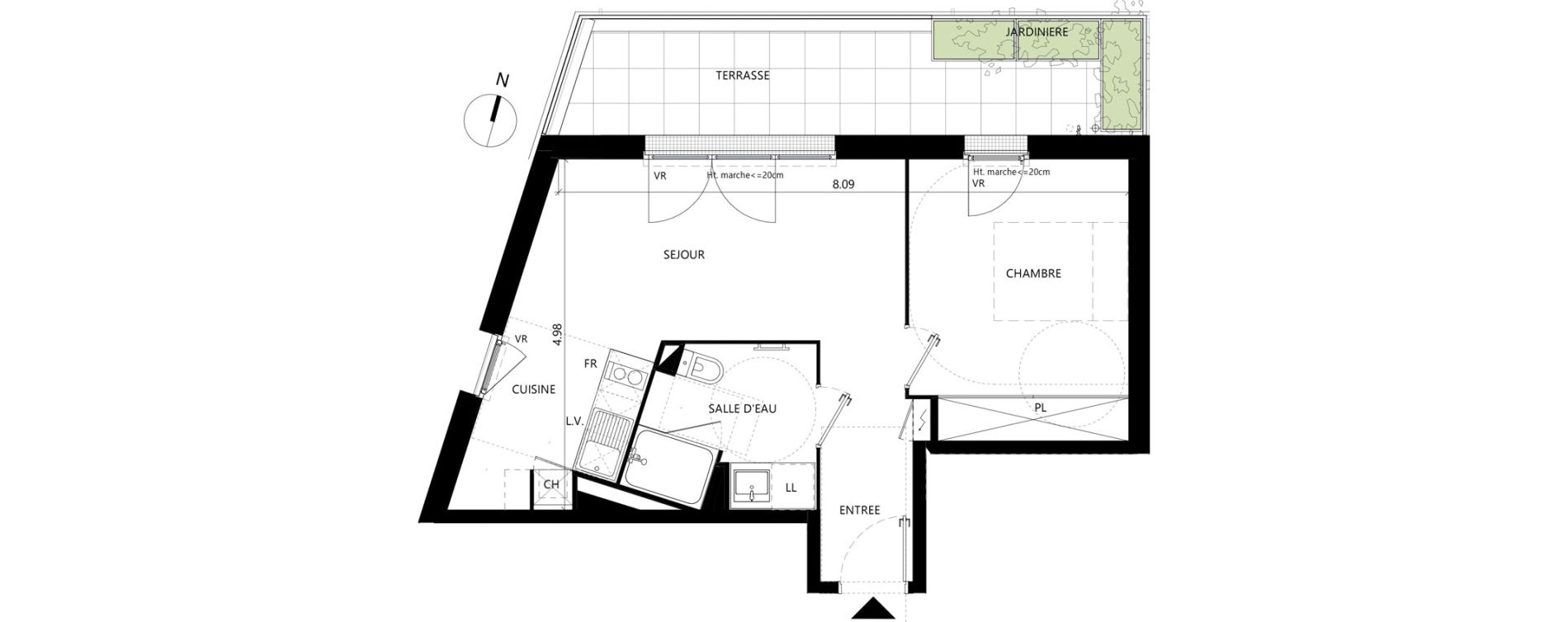 Appartement T2 de 41,01 m2 &agrave; Toulouse Les izards