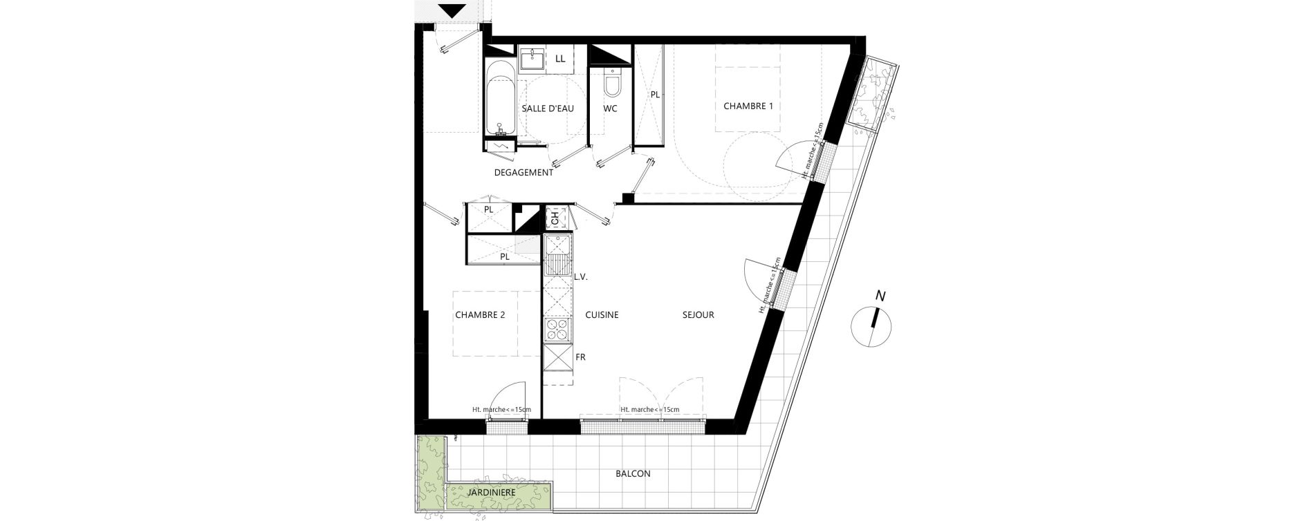 Appartement T3 de 62,71 m2 &agrave; Toulouse Les izards