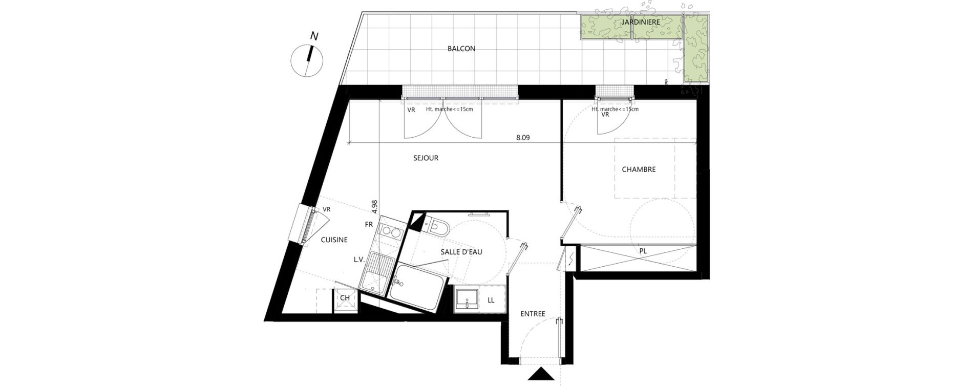 Appartement T2 de 41,01 m2 &agrave; Toulouse Les izards