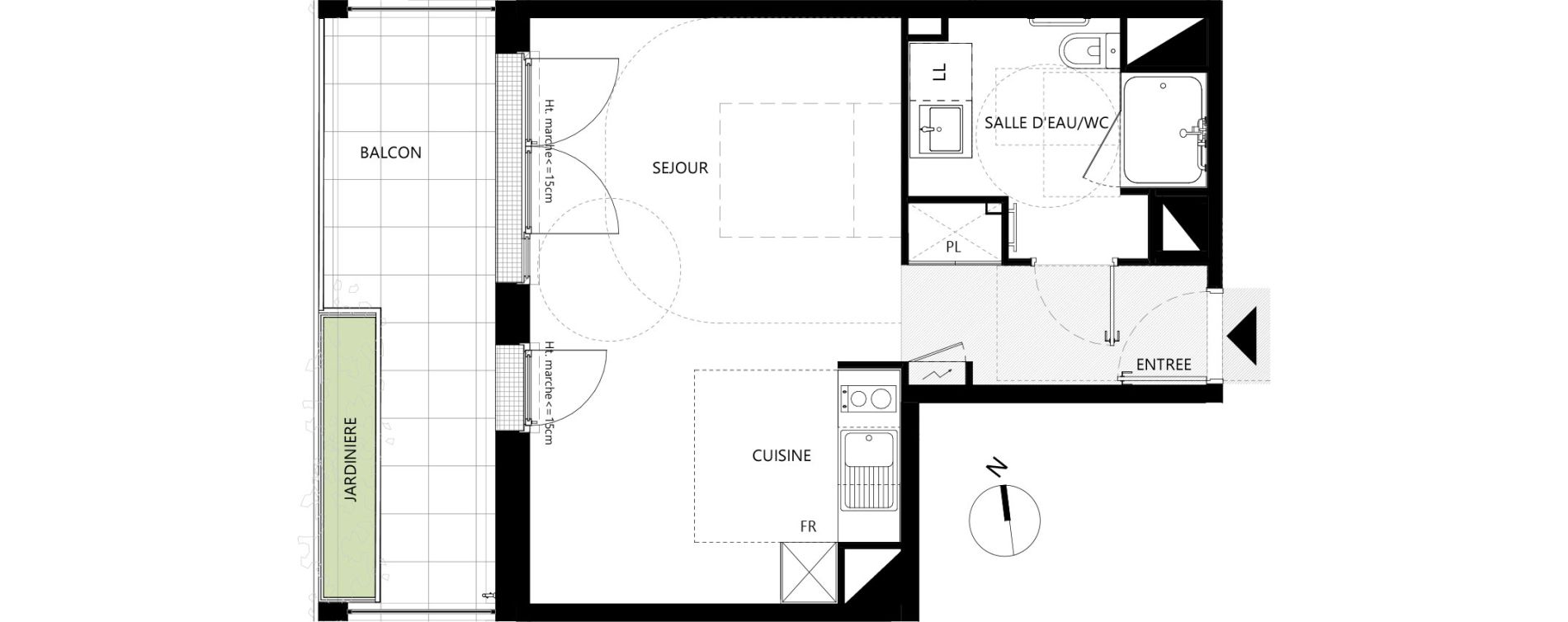 Appartement T1 de 33,99 m2 &agrave; Toulouse Les izards