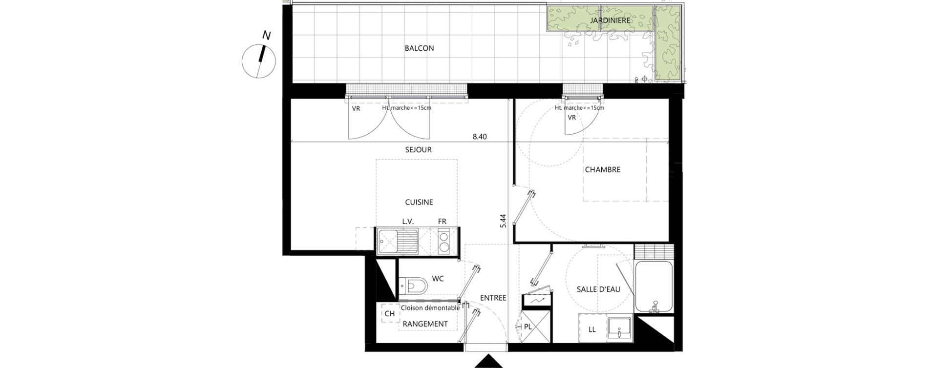 Appartement T2 de 39,94 m2 &agrave; Toulouse Les izards