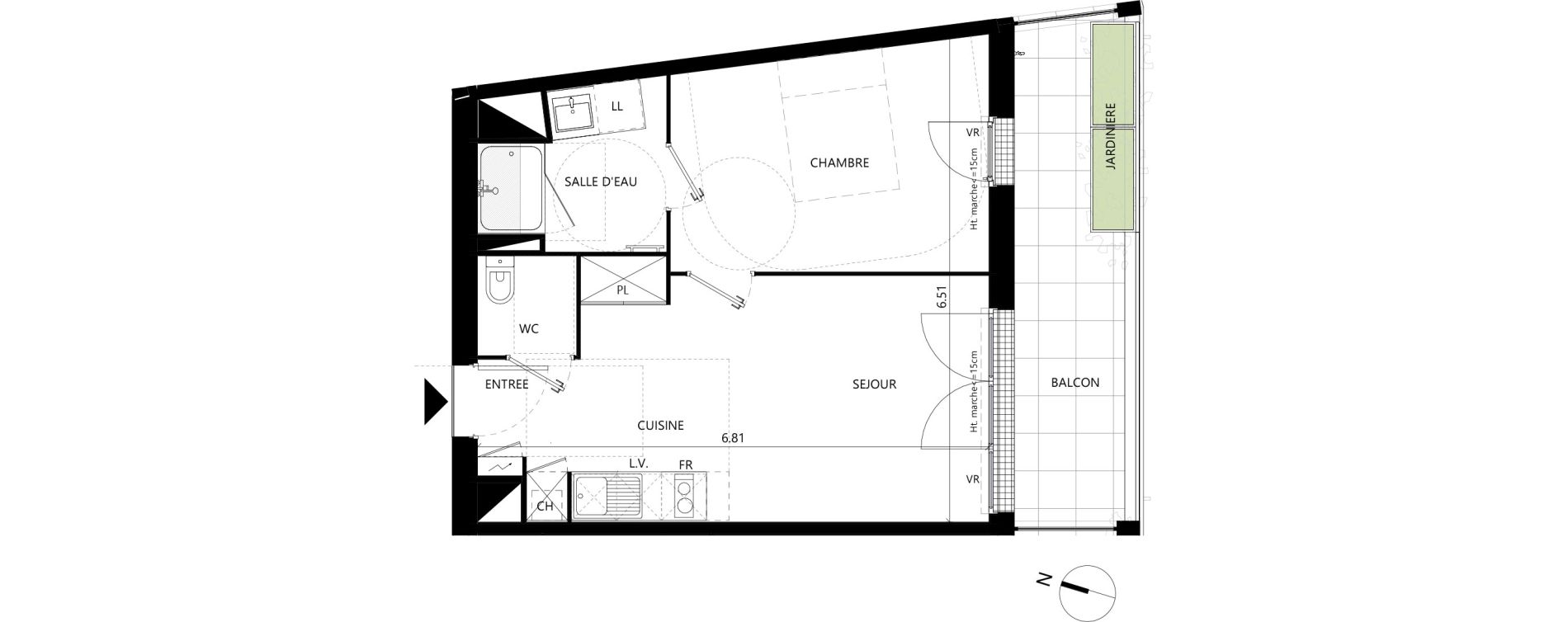 Appartement T2 de 39,27 m2 &agrave; Toulouse Les izards