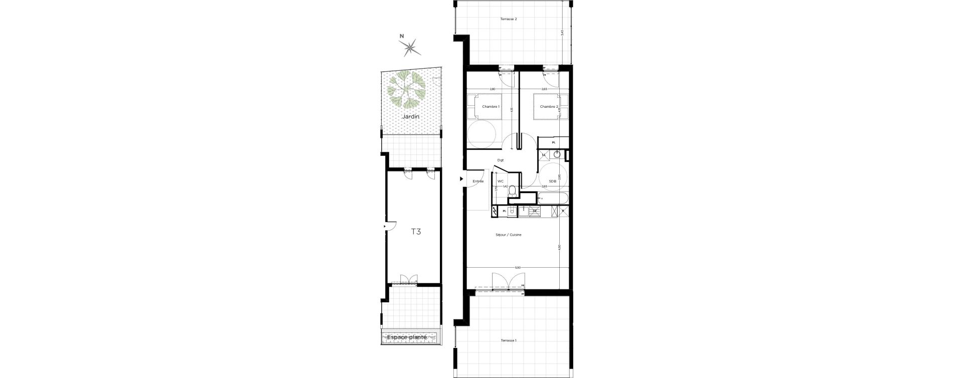 Appartement T3 de 61,96 m2 &agrave; Toulouse Jolimont - soupetard - roseraie - gloire - gramont - amouroux
