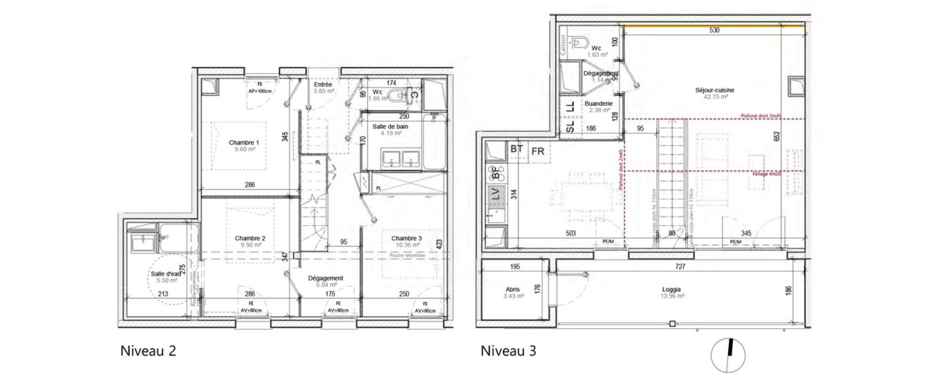 Duplex T4 de 99,00 m2 &agrave; Toulouse Lalande