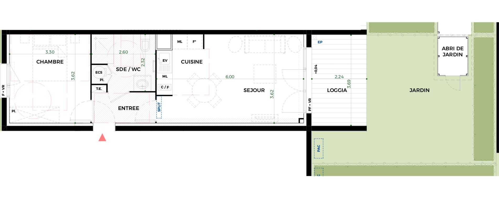 Appartement T2 de 42,19 m2 &agrave; Tournefeuille Vitarelles