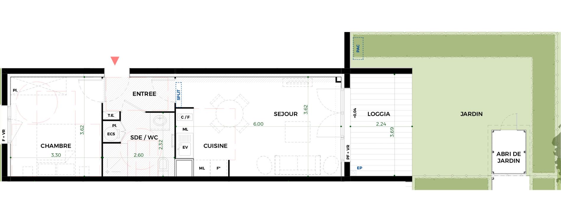 Appartement T2 de 42,19 m2 &agrave; Tournefeuille Vitarelles