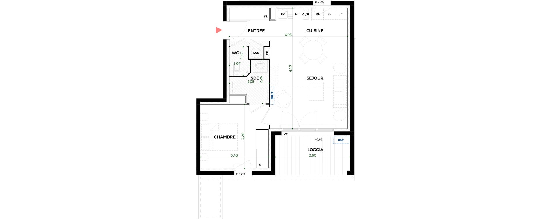 Appartement T2 de 44,73 m2 &agrave; Tournefeuille Vitarelles