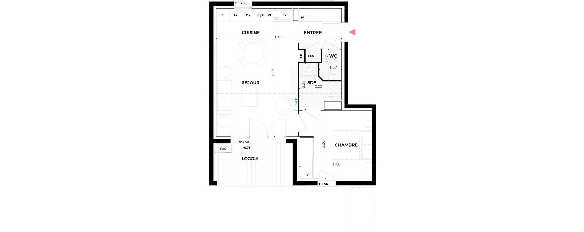 Appartement T2 de 44,73 m2 &agrave; Tournefeuille Vitarelles