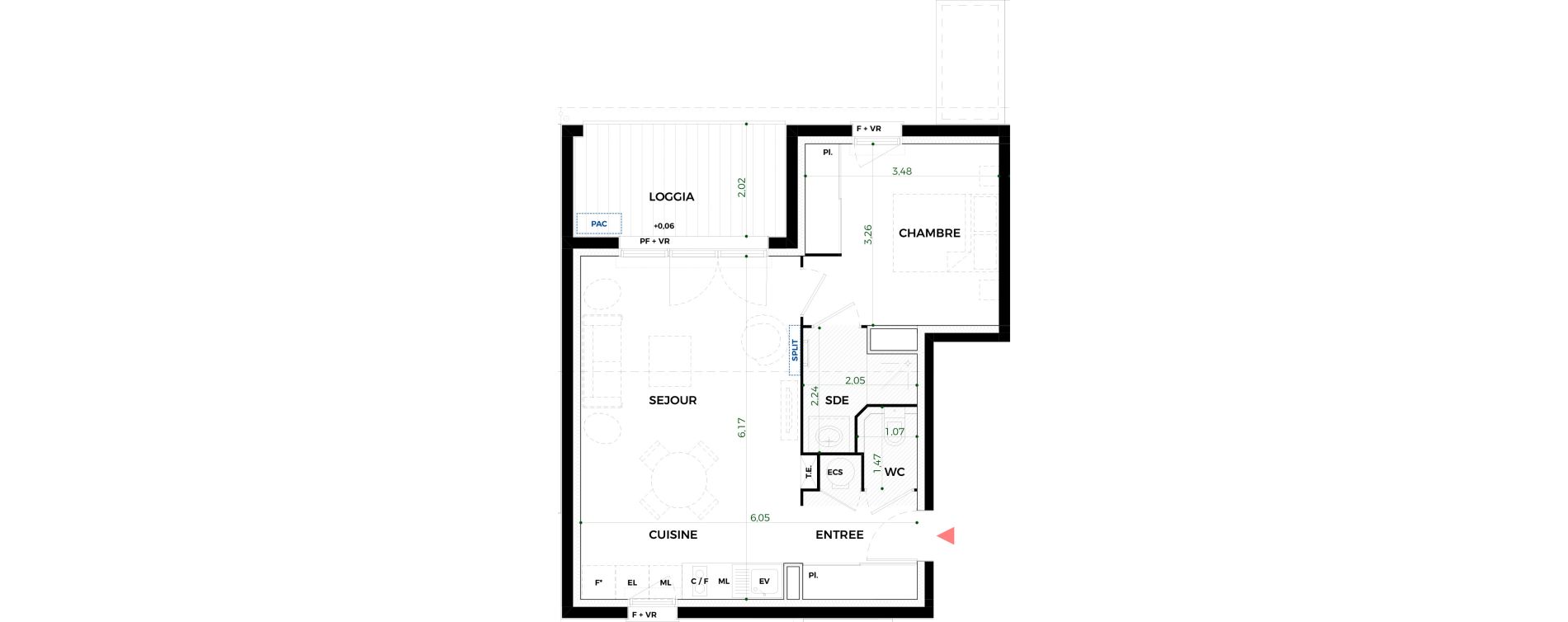 Appartement T2 de 44,73 m2 &agrave; Tournefeuille Vitarelles