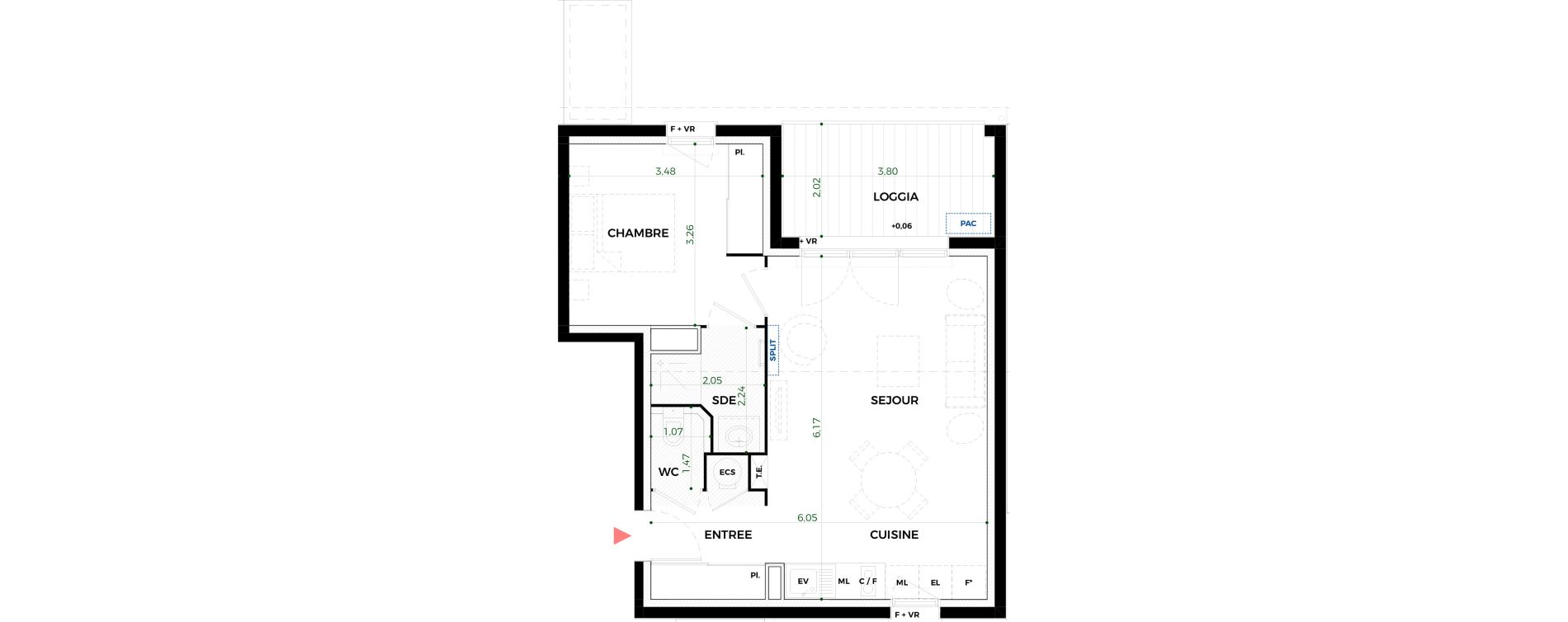 Appartement T2 de 44,73 m2 &agrave; Tournefeuille Vitarelles