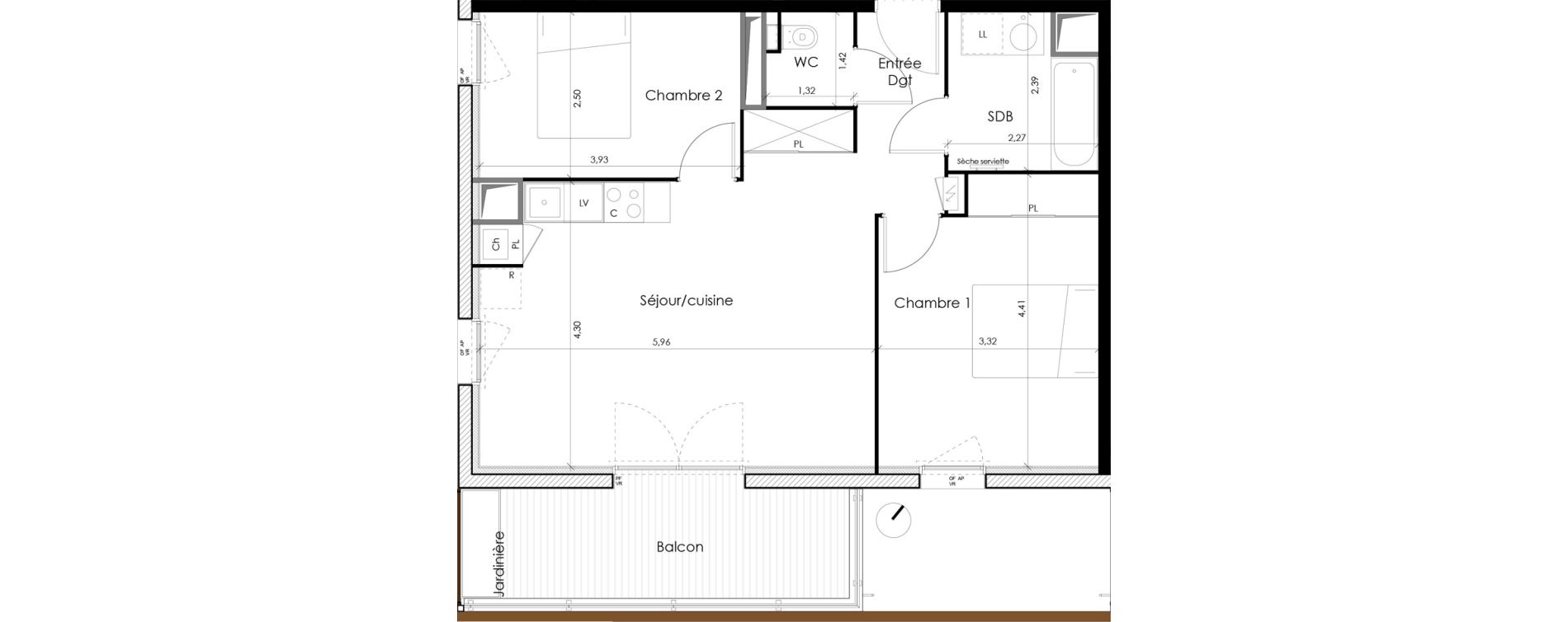 Appartement T3 de 61,09 m2 &agrave; Tournefeuille Montjoie