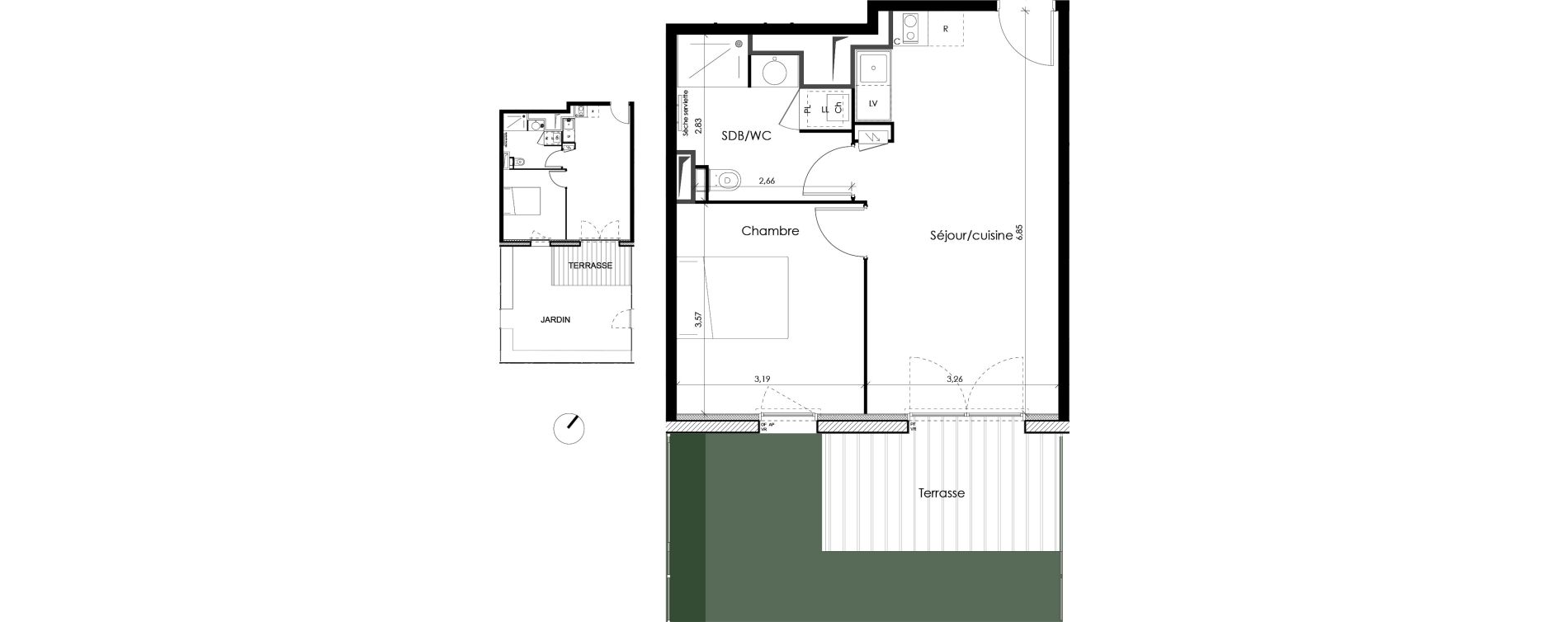 Appartement T2 de 40,55 m2 &agrave; Tournefeuille Montjoie