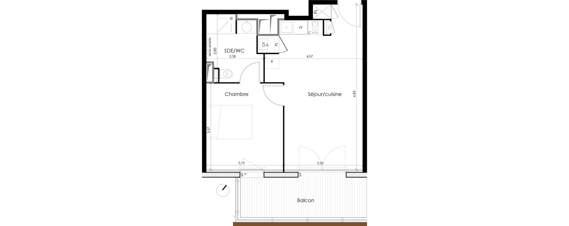 Appartement T2 de 40,16 m2 &agrave; Tournefeuille Montjoie