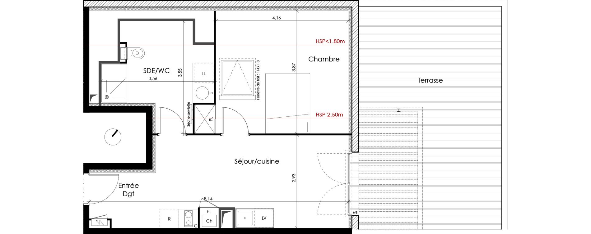 Appartement T2 de 40,26 m2 &agrave; Tournefeuille Montjoie