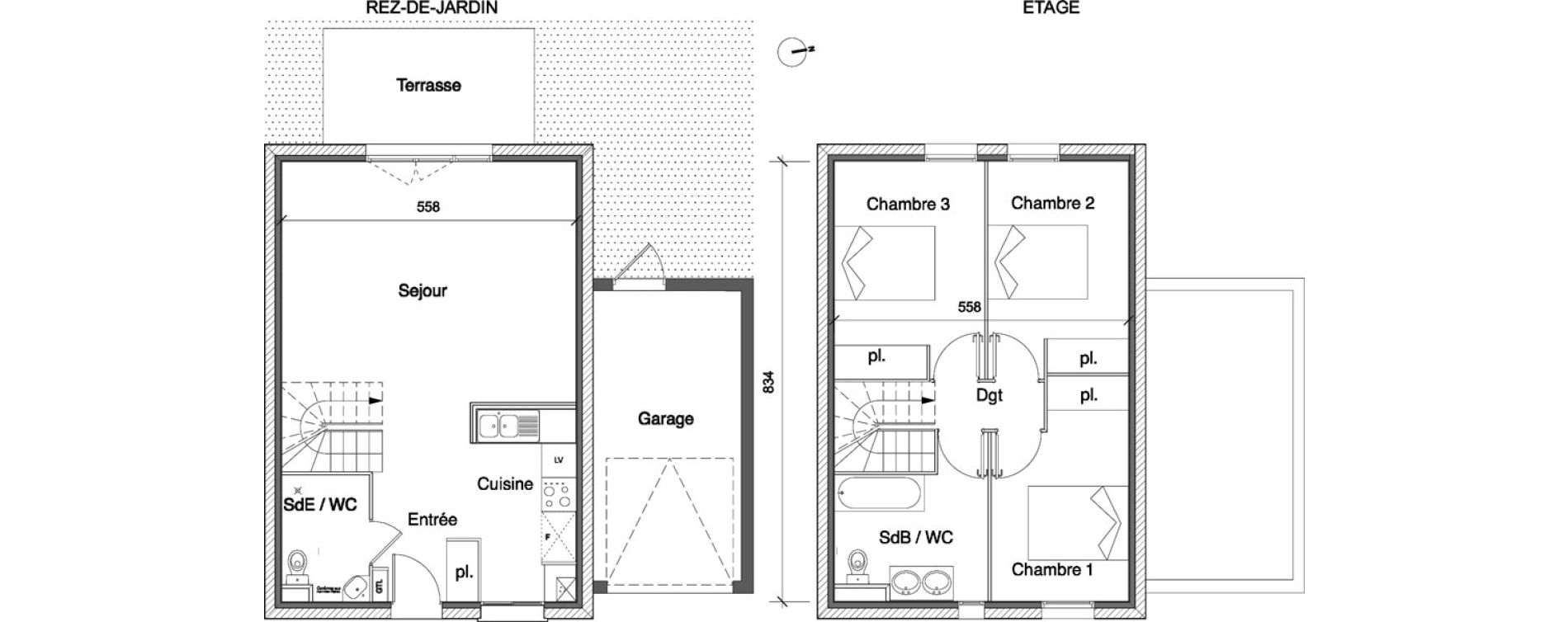 Villa T4 de 85,00 m2 &agrave; Tournefeuille Centre