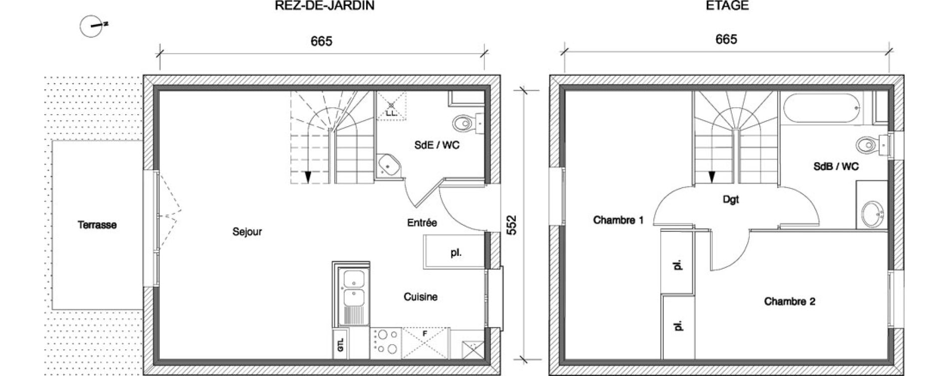 Villa T3 de 65,85 m2 &agrave; Tournefeuille Centre