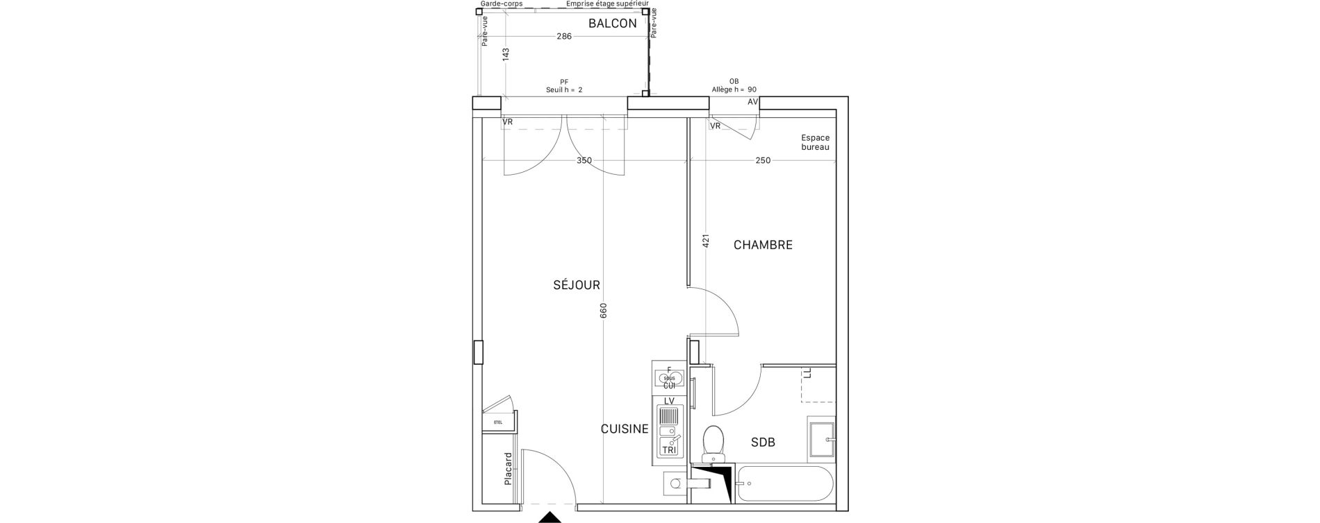 Appartement T2 de 38,55 m2 &agrave; Tournefeuille Montjoie