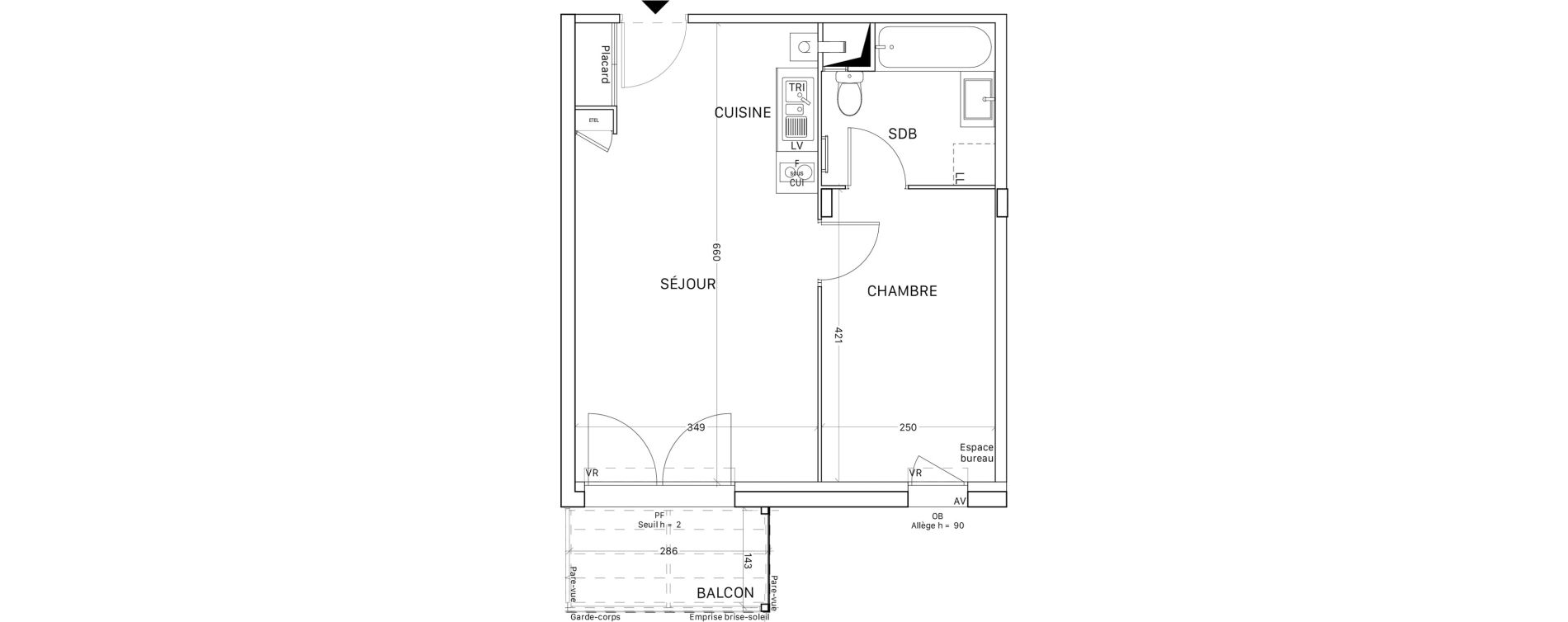 Appartement T2 de 38,51 m2 &agrave; Tournefeuille Montjoie