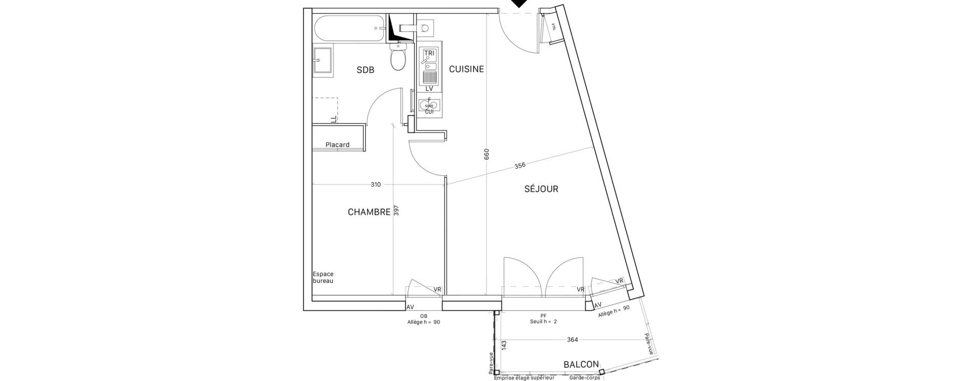 Appartement T2 de 42,42 m2 &agrave; Tournefeuille Montjoie