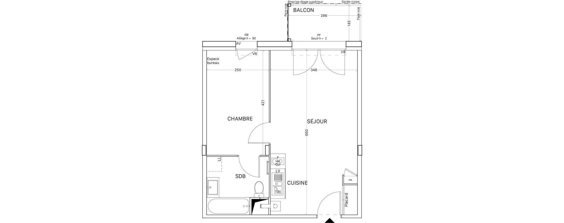 Appartement T2 de 38,44 m2 &agrave; Tournefeuille Montjoie