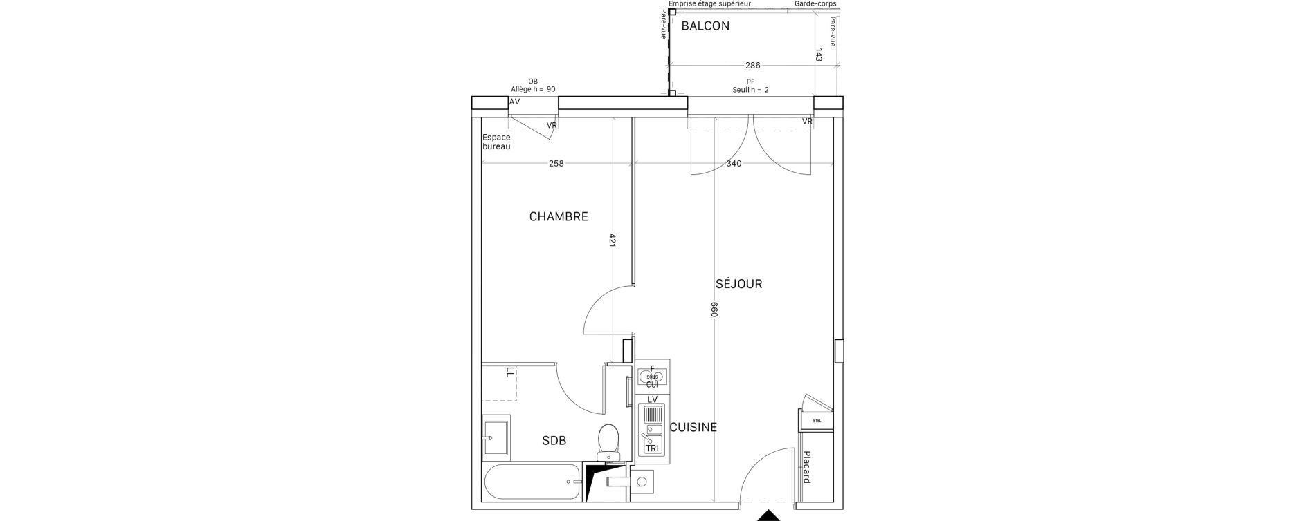 Appartement T2 de 38,43 m2 &agrave; Tournefeuille Montjoie