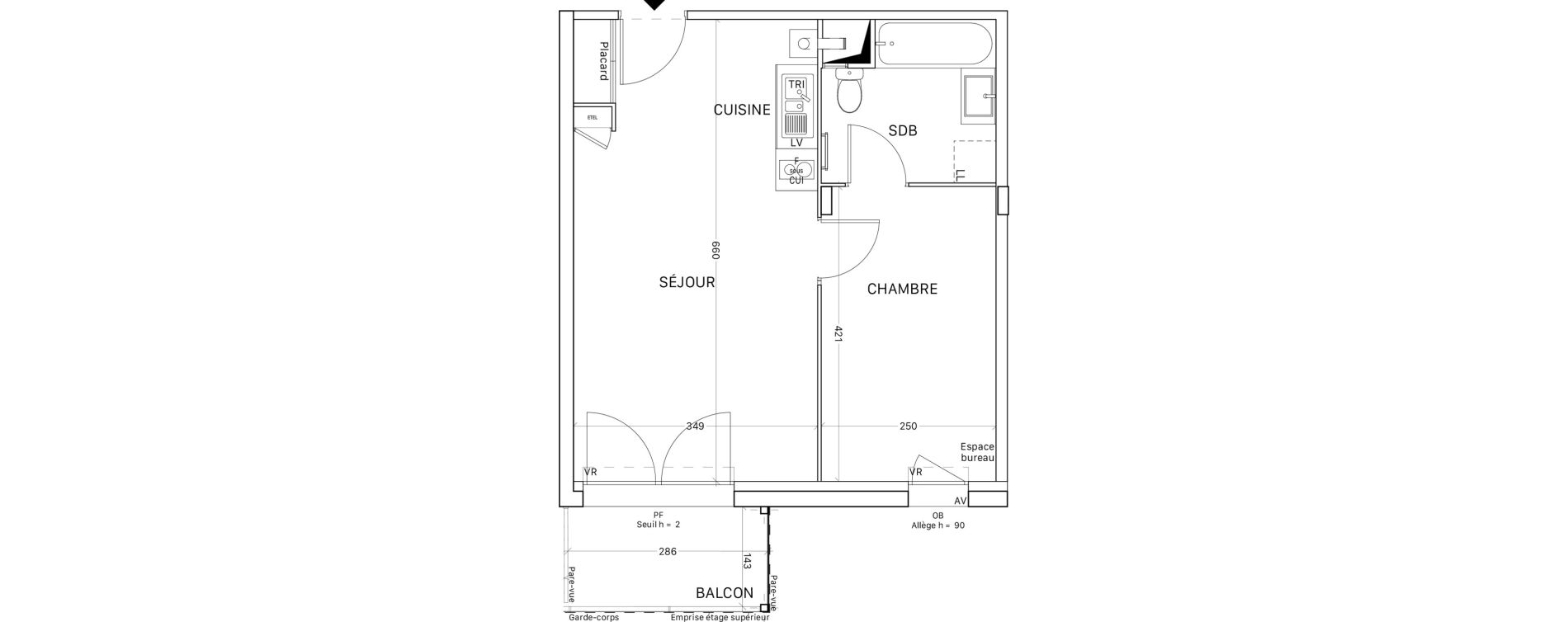 Appartement T2 de 38,51 m2 &agrave; Tournefeuille Montjoie