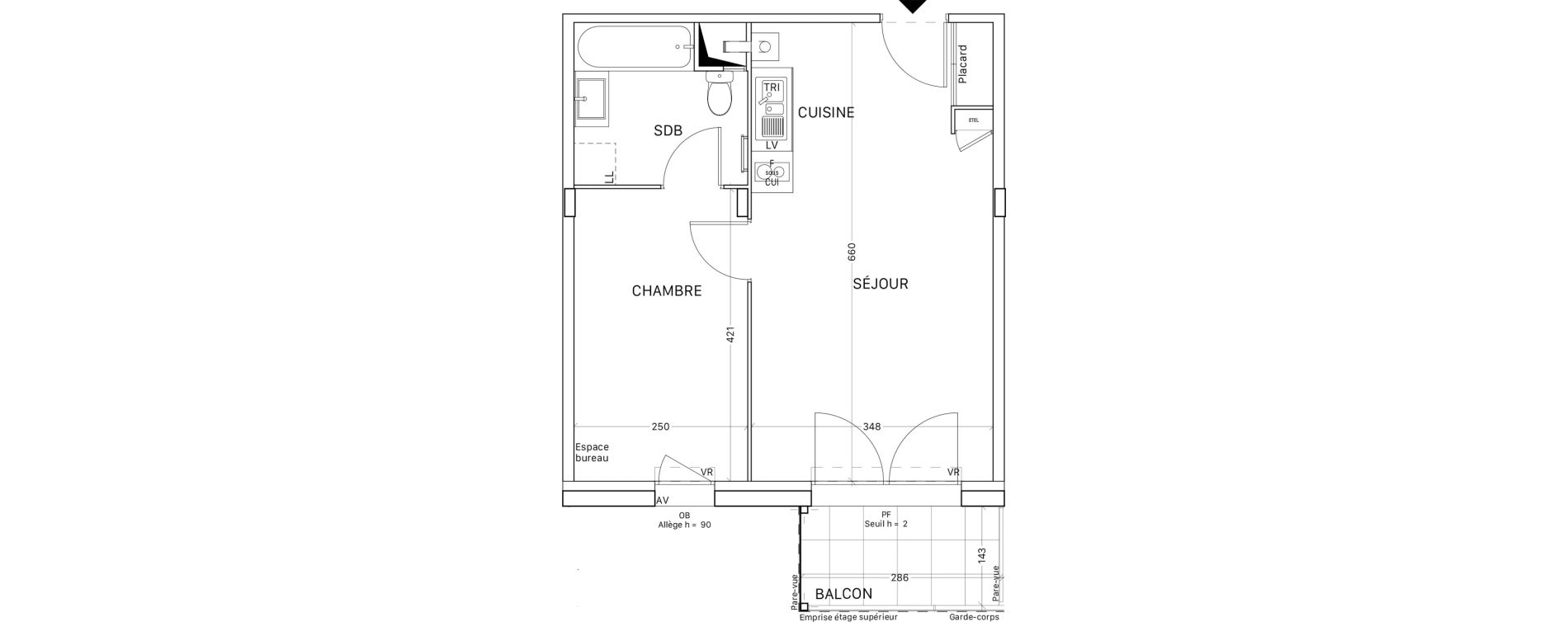 Appartement T2 de 38,44 m2 &agrave; Tournefeuille Montjoie