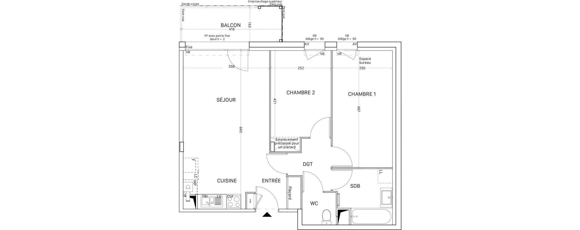 Appartement T3 de 57,72 m2 &agrave; Tournefeuille Montjoie