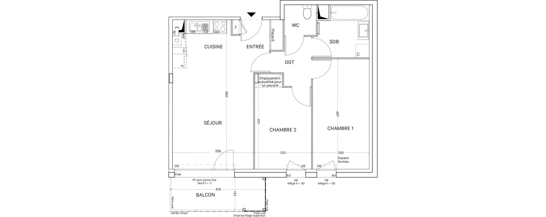 Appartement T3 de 57,72 m2 &agrave; Tournefeuille Montjoie