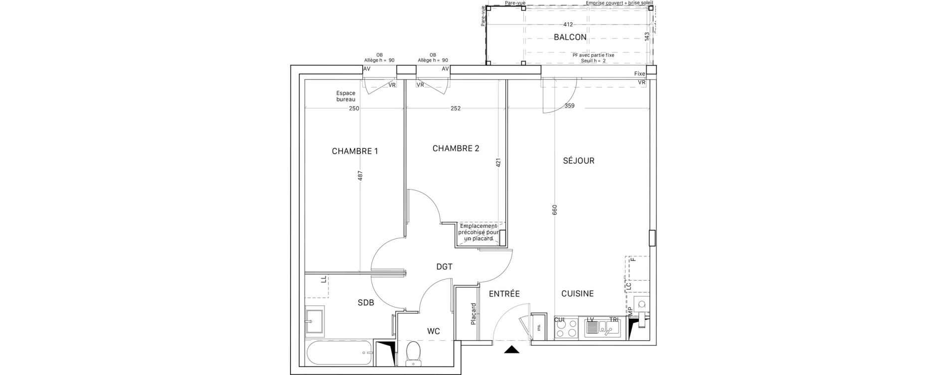 Appartement T3 de 57,72 m2 &agrave; Tournefeuille Montjoie