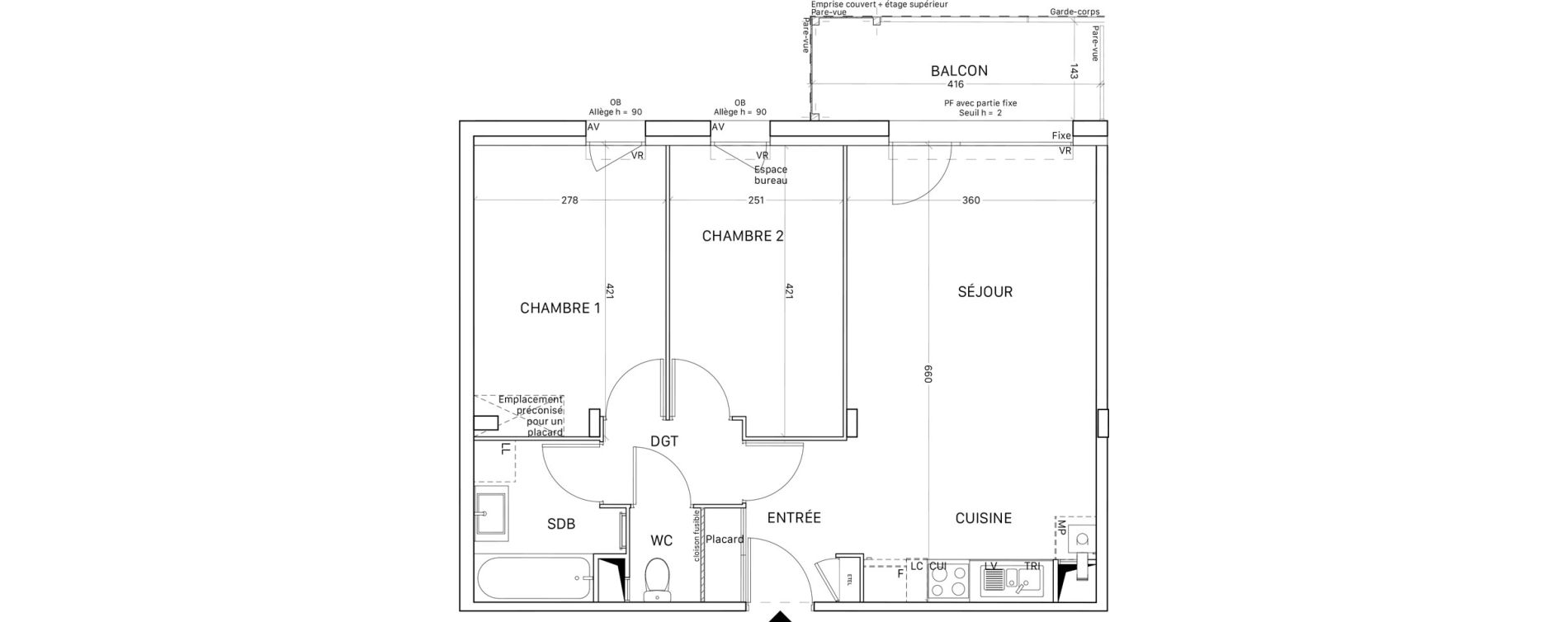 Appartement T3 de 57,04 m2 &agrave; Tournefeuille Montjoie