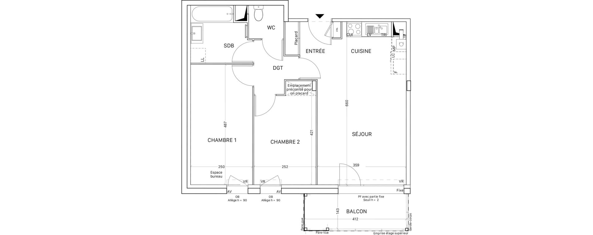 Appartement T3 de 57,72 m2 &agrave; Tournefeuille Montjoie