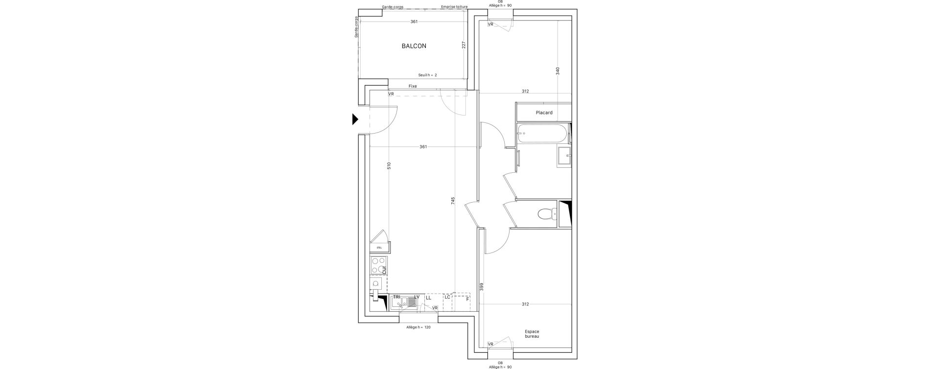 Appartement T3 de 59,31 m2 &agrave; Tournefeuille Montjoie