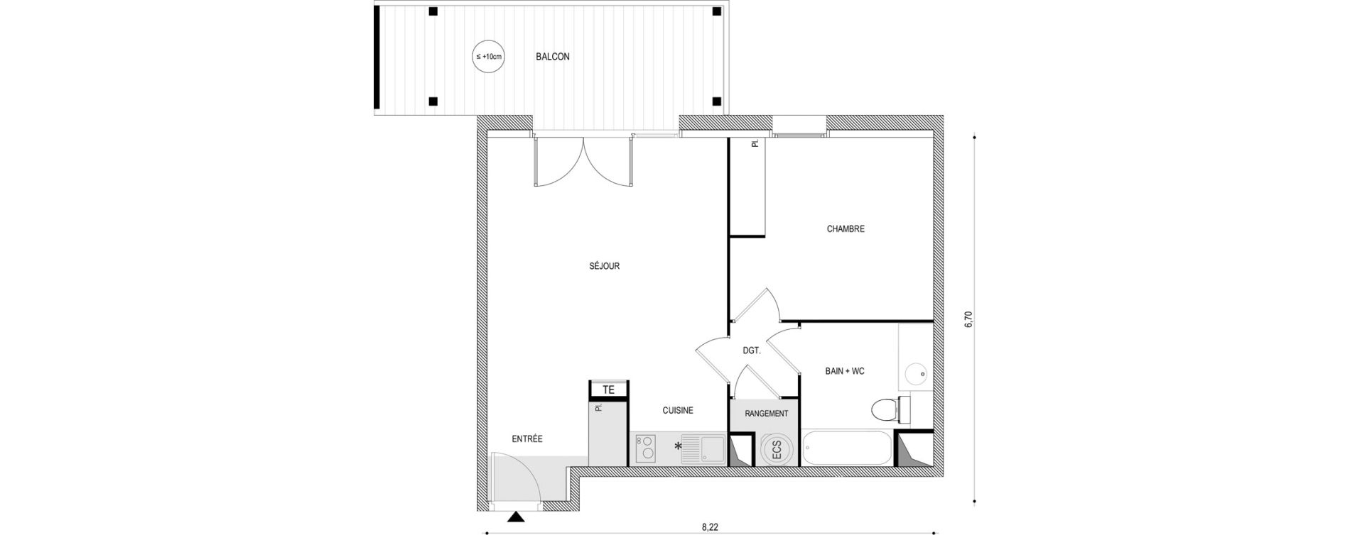 Appartement T2 de 48,94 m2 &agrave; Tournefeuille Fanjeau