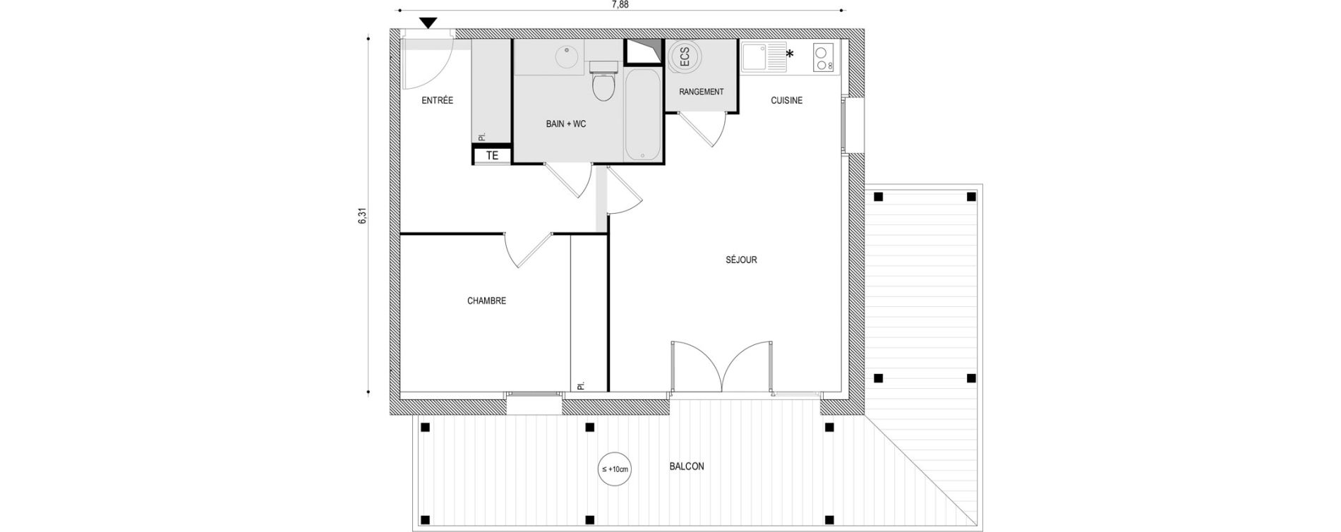 Appartement T2 de 48,25 m2 &agrave; Tournefeuille Fanjeau