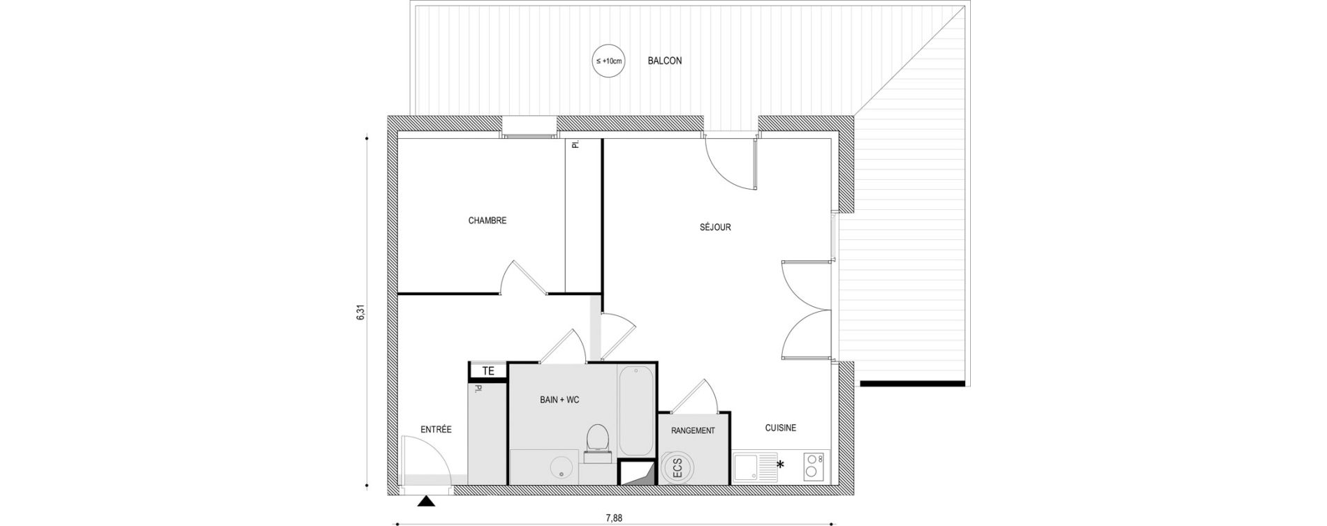Appartement T2 de 48,25 m2 &agrave; Tournefeuille Fanjeau
