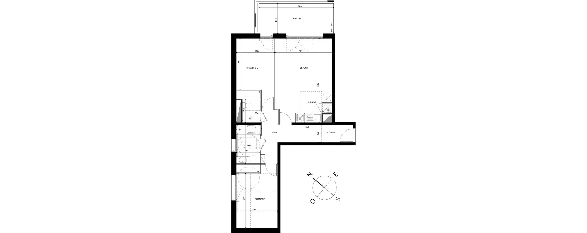 Appartement T3 de 65,02 m2 &agrave; Tournefeuille Centre ville