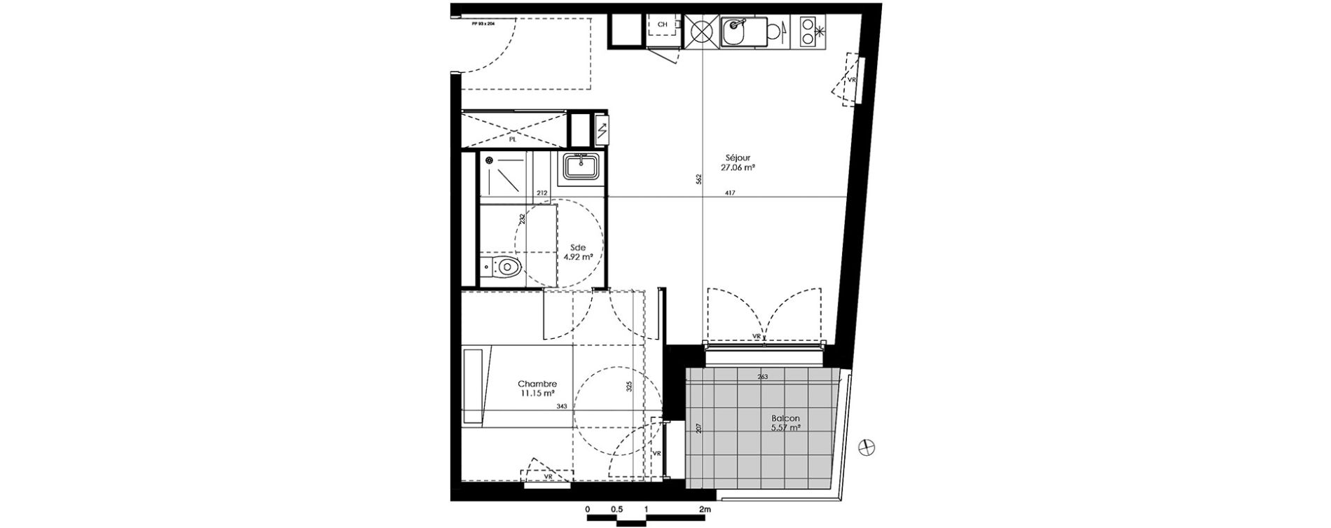 Appartement T2 de 43,13 m2 &agrave; Tournefeuille Centre