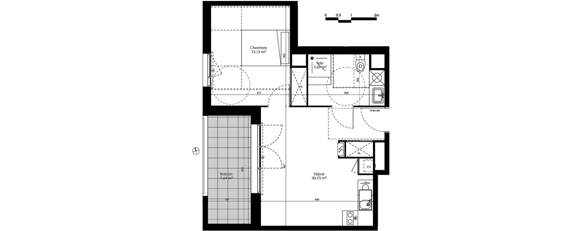 Appartement T2 de 39,56 m2 &agrave; Tournefeuille Centre