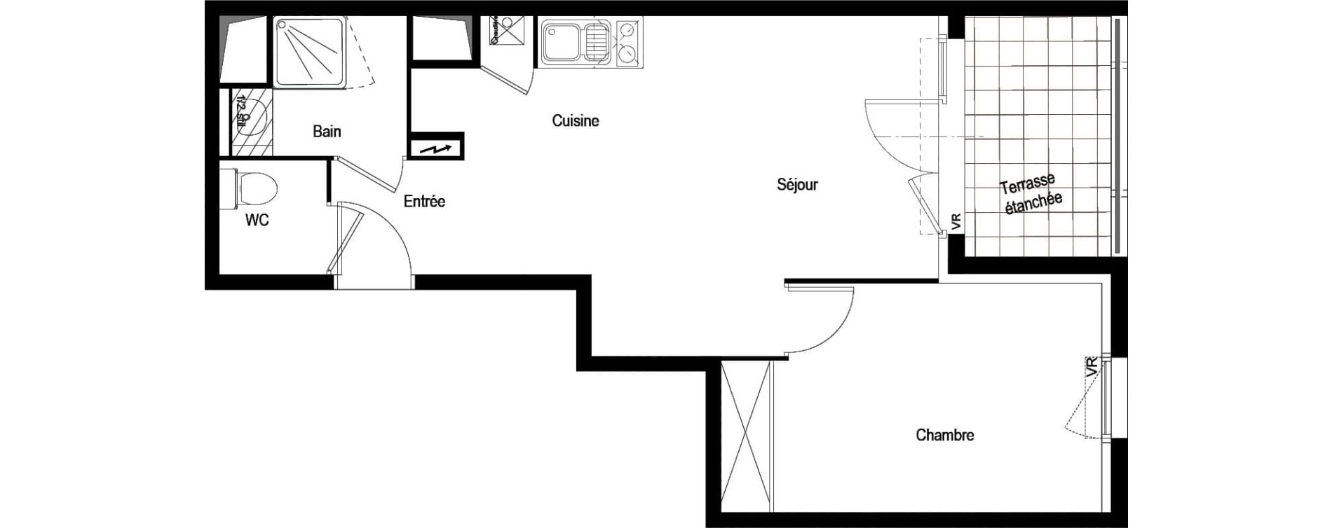 Appartement T2 de 41,17 m2 &agrave; Tournefeuille Centre